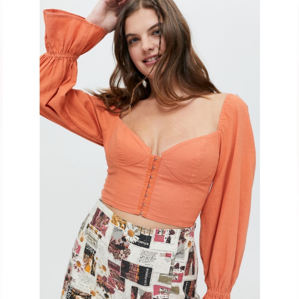 Urban Outfitters Jayden Hook & Eye Blouse in Orange